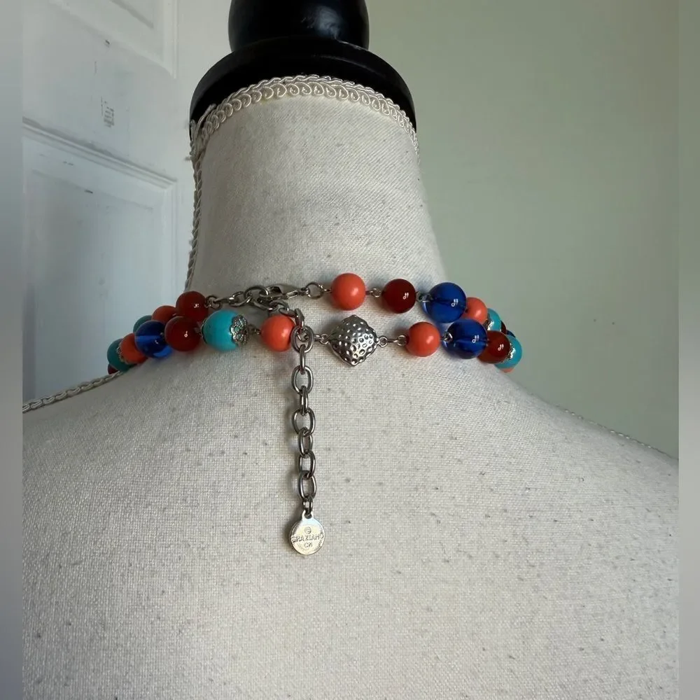 RJ Graziano Long Looped Colorful Glass Bead Necklace